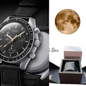 Sport Moon Mécanique Unisexe Regarder entièrement fonctionnel Bio Ceramic Planet Watch Earth Mercury Solar Series Watch entièrement fonctionnel World Time