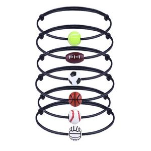 Sport Style Réglable Inspiration Basketball Football Rugby Volleyball Corde Tressée Bracelet Balle Charme Bracelets Pour Hommes Cadeaux GC2148