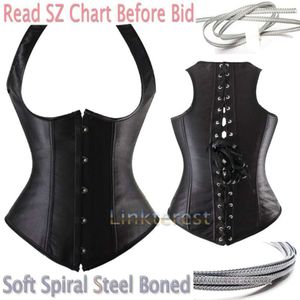 SPORT -X SEXY SEATPUNK Black Lace Up Satin Spiral Steel Anipal Underbust Cincher Plus taille Traine Corset Gothic S-6XL 2024 HOT SAL