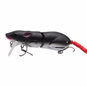 2 secciones 3D Mouse Fishing Fishing Plastic Hard Tamboling Rata Artificial Minnow Cebo para Pike Bass Crankbait Tackle Fishing Tackle 9008 Luros de pesca Fishing Crankbait