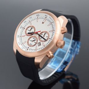 Montres de sport avec ceinture en caoutchouc pour hommes, Six broches, calendrier des secondes, coque en acier, papillon, double pression, montre à Quartz 0781190h