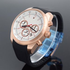 Montres de sport avec ceinture en caoutchouc pour hommes, à Six broches, calendrier des secondes, coque en acier, papillon, double pression, montre à Quartz 0781258q