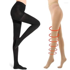 Calcetines deportivos pantimedias de compresión para mujer 23-32 MmHg medias graduadas soporte firme medias opacas de cintura alta