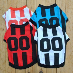 Style sportif Stripe Sublimation Blanks Vêtements pour chiens Vêtements pour chiens Imprimé patte T-shirt uni Coton Ventilation Printemps Été Gilets Maillot de football Chihuahua Bulldog S