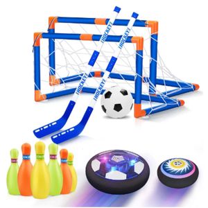 Toys sportifs 3in1 Hover Soccer Ball Hockey Bowling Set Indoor and Outdoor for Kids Ages 312 Christmas Birthday Gifts Boys Girls 231219