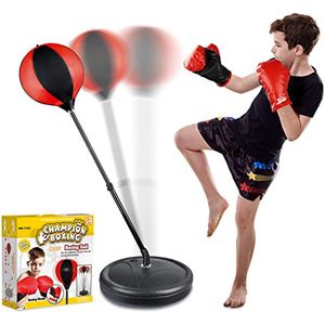 Juguetes deportivos, pelota de boxeo con soporte, guantes de entrenamiento de boxeo, bomba de mano, juego de altura ajustable, regalos de juguete para niños pequeños