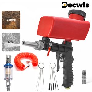 Spray Guns Adjustable Pneumatic Sandblasting Gun Set 90psi Portable Home Sandblasting Machine Gravity Handheld Gun Set Rust Removal Device 230607