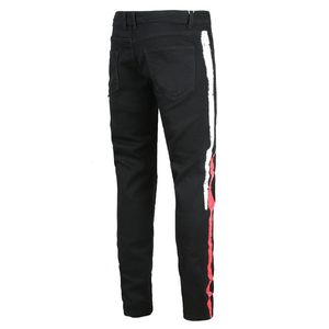 Jeans pour hommes Hommes Printemps et Automne Casual Rayé Stretch Noir Slim Long Plus Taille 28-42
