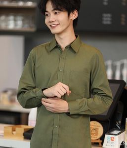 Camisa de manga larga para hombre de primavera y otoño color puro color puro ocio de negocios camisa delgada abrigo exterior de fondo estilo regular