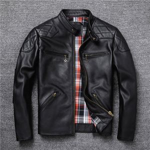 Spring y otoño Natural Cow Wide Motorcycle Jackets Hombres de cuero genuino REALMENTE DE CUERO MOTO CAPA SLIM HOMBRE PENE TAMACIÓN 5X 220819