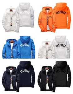 Printemps et automne trapstar marque veste hommes à manches longues à capuche costume de sport décontracté mode jogging fitness solide veste noire pardessus N