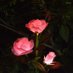 Luces de estaca solares para jardín, rosas artificiales de primavera, iluminación de paisaje para camino, decoración de Patio SCVD889