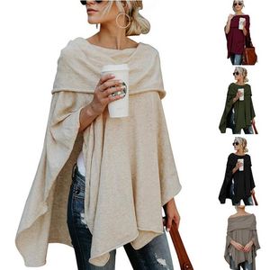 Printemps automne pull asymétrique femmes Poncho pull pull asymétrique superposition solide vêtements dames décontracté automne Tops313d