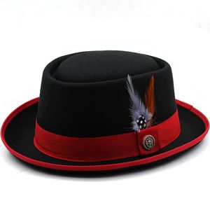 Sombrero de fieltro de ala pequeña Billycock para primavera y otoño, Sombrero Fedora de Hip Hop de estilo británico a la moda para hombre, sombreros de fiesta para mujer