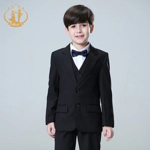 Printemps Automne Costumes Noirs Formels pour Les Mariages Ensemble Enfants Party Host Costume Enfants Blazer Gilet Pantalon 3Pcs Vêtements En Gros 240328