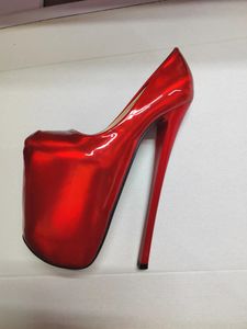 Printemps automne Sexy talons aiguilles 19 cm mince à talons hauts en cuir verni plates-formes chaussures femme soirée or rouge rose pompes 240103