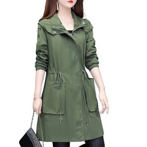 Printemps Autumn Femme's Windbreaker Casual Casumed Trawstring Female Trench Coat Oreterries Mid Long Ladies Ourwear 220812