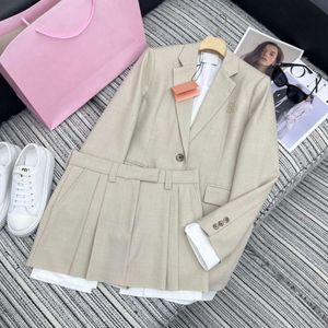 Spring Women Set Designer Jirts sets Fashion Letter Rhinestone Blazer Top Casual High Taiir Jupe Womens Two-Piece Set One Color