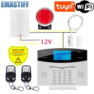 Springs WiFi Wireless Wire Wire GSM Home Security Alarm System with Motion Sensor Detector for Tuya Smart Life App Works Alexa Google