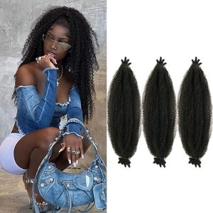 Printemps Afro Twist Cheveux Meche Afro Crépus Printemps Twist Cheveux Pour Papillon En Détresse Locs Naturel Noir Marley Twist Tressage Cheveux