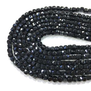 Perles de spinelle noires carrées 4-5mm, pierres précieuses naturelles, accessoires de bijoux, fabrication de collier, bracelet, 15 pouces, prix d'usine Q0531