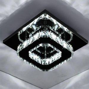 Plafonnier LED carré en cristal au design moderne, éclairage d'intérieur, luminaire décoratif de plafond, idéal pour un couloir, un couloir, une chambre à coucher, 20CM, 234N