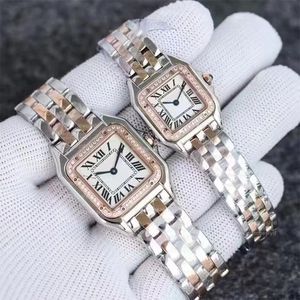 Square Designer Quartz Tank Montre Classic Loisure Lady Watches Men de haute qualité Sier Gold en acier inoxydable Diamant Watch Whit Box Dhgate