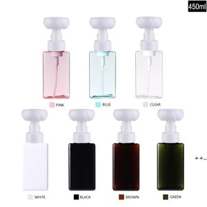 Bouteilles carrées de distributeur de savon moussant, bouteille de pompe à mousse en forme de fleur rechargeable de 250 ml (8,3 oz) en plastique pour vanités de salle de bain ou RRD11527