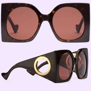 Gafas de sol de montura cuadrada para mujer Gafas de diseñador retro montura Gafas de sol de acetato marrón oscuro para mujer G1255 Diseño de montura de anteojos ultra grande 1254S con caja