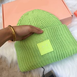 Gorro de punto grueso de lana con cara sonriente cuadrada, gorro de lana cálido de invierno para mujer, parejas de hombres y mujeres, sombreros de calle de moda para padres e hijos