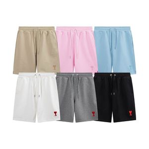 SS New Miri Shorts Love Brodé Couleur unie Boucles pour hommes et femmes Lâches et décontractées Pantalons de sport Capris en pur coton Pantalons de plage