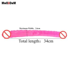 sscc Sex toy Massager MwOiiOwM 34 cm Doble Largo Suave Jelly Consolador Vibrador Lesbianas Vaginal Anal Plug Masaje para Mujeres Gays Realist1171032