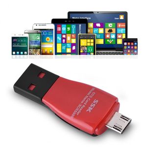 Lecteur de carte multifonction SSK SCRS600 haute vitesse besoin de support Android OTG USB 2.0 + lecteur de carte Micro USB TF/Micro SD avec lanière