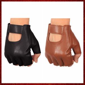 ST849 Leather Fingerless Motorcycle Gloves Bicycle Motocross Tactical Work Driving Gloves Men Protective Gear Moto Equipment