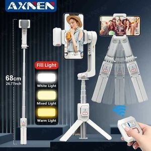 Estabilizadores Axnen A10 Smartphone Smartheld Handheld Gimbal Selfie Trípode con varilla de extensión de luz acolchada adecuada para estabilizador de grabación de video móvil Q240320