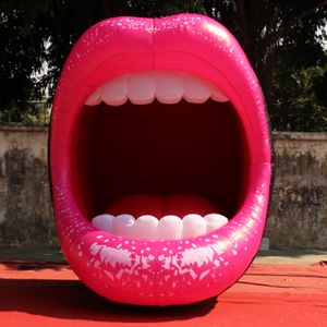 Accessoires de fond de scène, lèvre gonflable géante rouge, bouche aérée pour décoration de fête unique