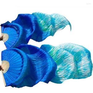 Etapa desgaste 180 90 cm traje de mujer bambú largo abanicos de seda velos ventilador hecho a mano colorido danza del vientre azul real colores mezclados