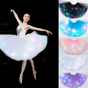 Etapa desgaste mujeres adultas ballet LED Tutu falda danza Halloween traje luminoso gimnasia damas ropa traje