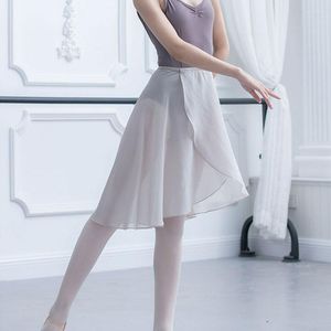 Desgaste de la etapa Adultos Mujeres Faldas de baile de ballet Gasa Vestido suave lírico Gris Blanco Disfraces translúcidos