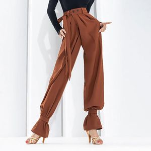 Stage Wear Automne Hiver Latin Femmes Pantalons de danse Taille haute Pantalon Waltz Tango Ballroom National Standard Danse Formation ZD344