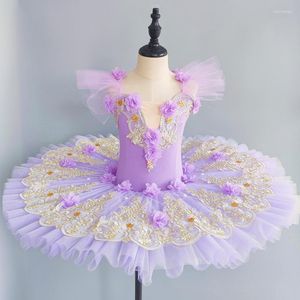 Desgaste de la etapa Falda de ballet Púrpura Profesional Tutu Mujeres Loetard Niños Niñas Adultos Swan Lake Disfraces Bailarina Vestido Niña