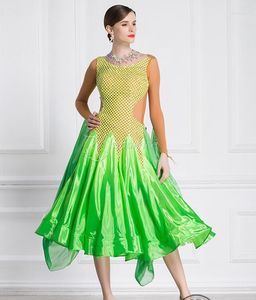 Stage Wear Ballroom Dress Femme Robes Danse Vert Personnaliser Compétition Lycra B-18283