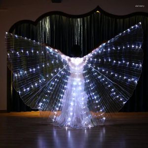 Escenario desgaste danza del vientre colorido alas LED alas adulto rendimiento fluorescente mariposa isis carnaval festival traje con palos