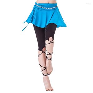 Vêtements de scène Vêtements de pratique de danse du ventre Femmes Pantalons de bandage avec strass Noir Leggings Skinny Collants