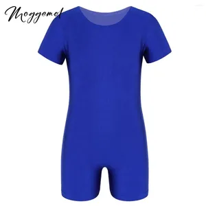 Stage Wear Biends Mangas cortas Gimnasia Gimnasia Bodysuit de una pie