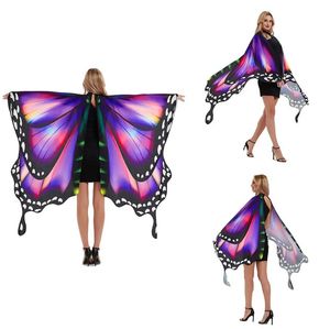 Stage Wear Ailes de papillon Châle Costume d'Halloween Dames Cape Écharpe Tissu doux Costumes de fées Accessoire Châle Festival Rave Robe