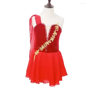 Stage Wear Robe de ballet moderne en mousseline de soie pour enfants pour filles Ballerine rouge Tutu Cupidon Performance Costume de danse Femmes Adulte Princesse