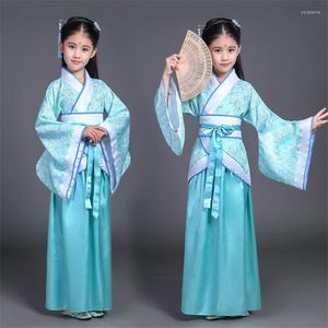 Desgaste de la etapa Niños Año chino tradicional Traje de Navidad Vintage Étnico Rendimiento Danza folclórica Hanfu Vestido para niñas