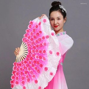 STAGE PEUR chinois Short Bellydance Fan Half Circle Petal Silk Veil Fans Yangko Dance Performance Performas Bamboo Hand Dye Adults