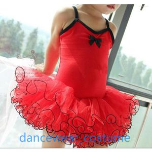 Vêtements de scène coton princesse Ballet Tutu jupes filles rouge danse Skate gymnastique justaucorps robe jupe taille 3-8